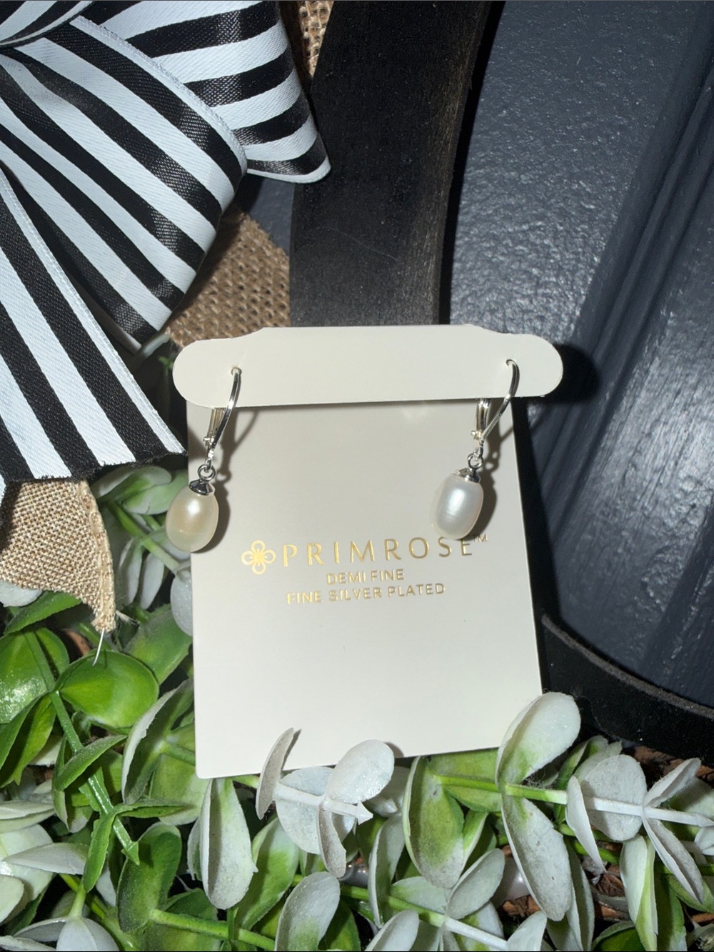 Primrose Cream Pearl Drop Earrings - Fine Silver Plated